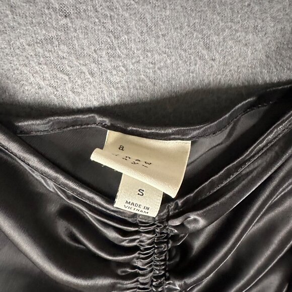 A New Day S Black Satin Spaghetti Strap V-Neck Slip Dress Midi Sexy Sleek - Picture 3 of 5